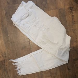 Express White women's jeans ripped skinny legging ripped style size 8